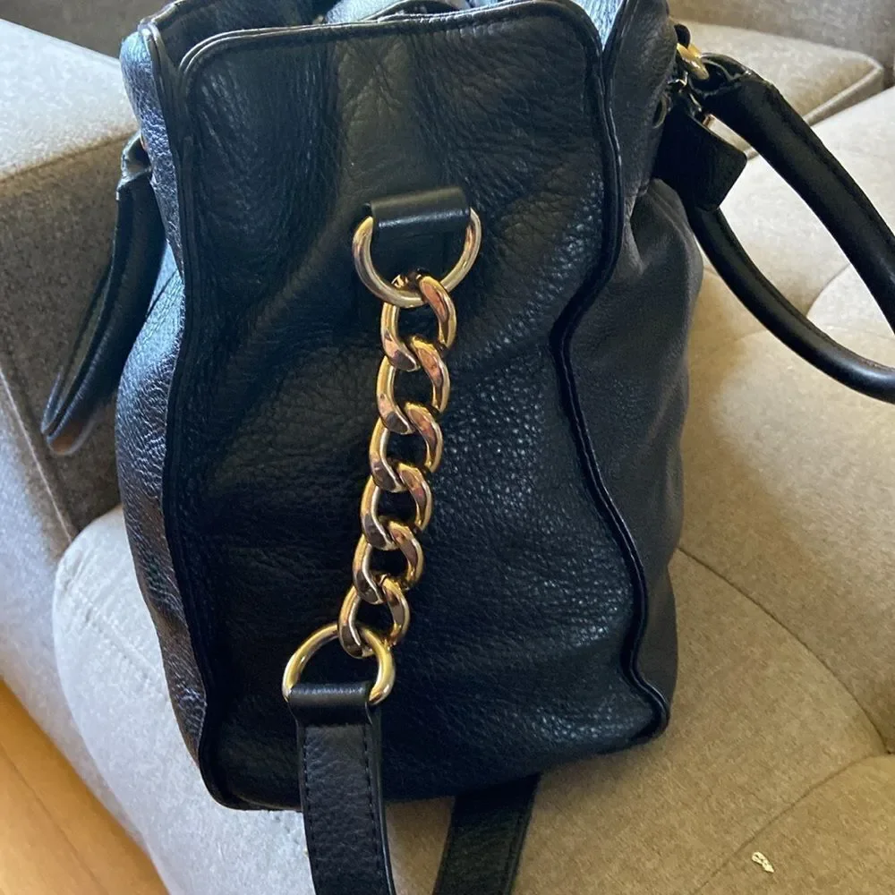 Michael Kors Bag”Hamilton” Black Pebbled Leather Crossbody Strap Excellent - Picture 6 of 9